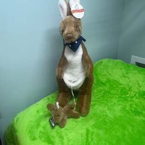 G'Day Australian Inspired 40cm Kangaroo w Baby Joey & Flag Bandana Plush w Hang